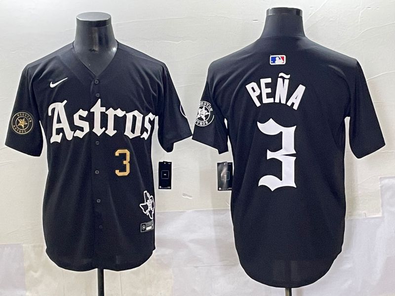 Men 2025 Houston Astros #3 Pena Black Five generations Joint Name Nike MLB Jersey style 13->houston astros->MLB Jersey